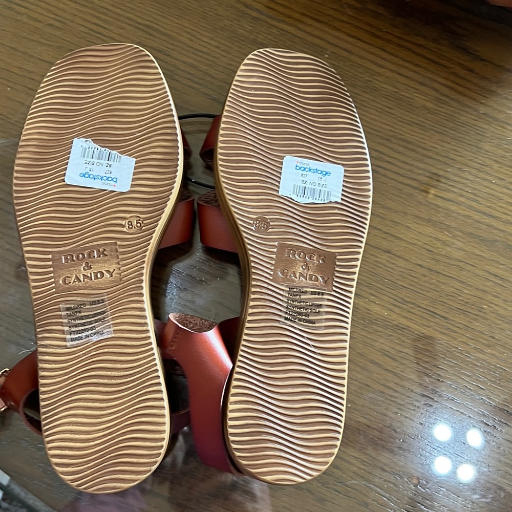 Rock & Candy Tan Leather Sandals NWT - Picture 2 of 5